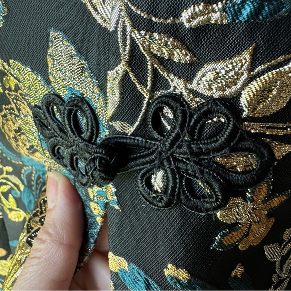 NWT Soft Surroundings Gold‎ Black Floral Jacquard Blazer Jacket XL Party Asian - Picture 6 of 10